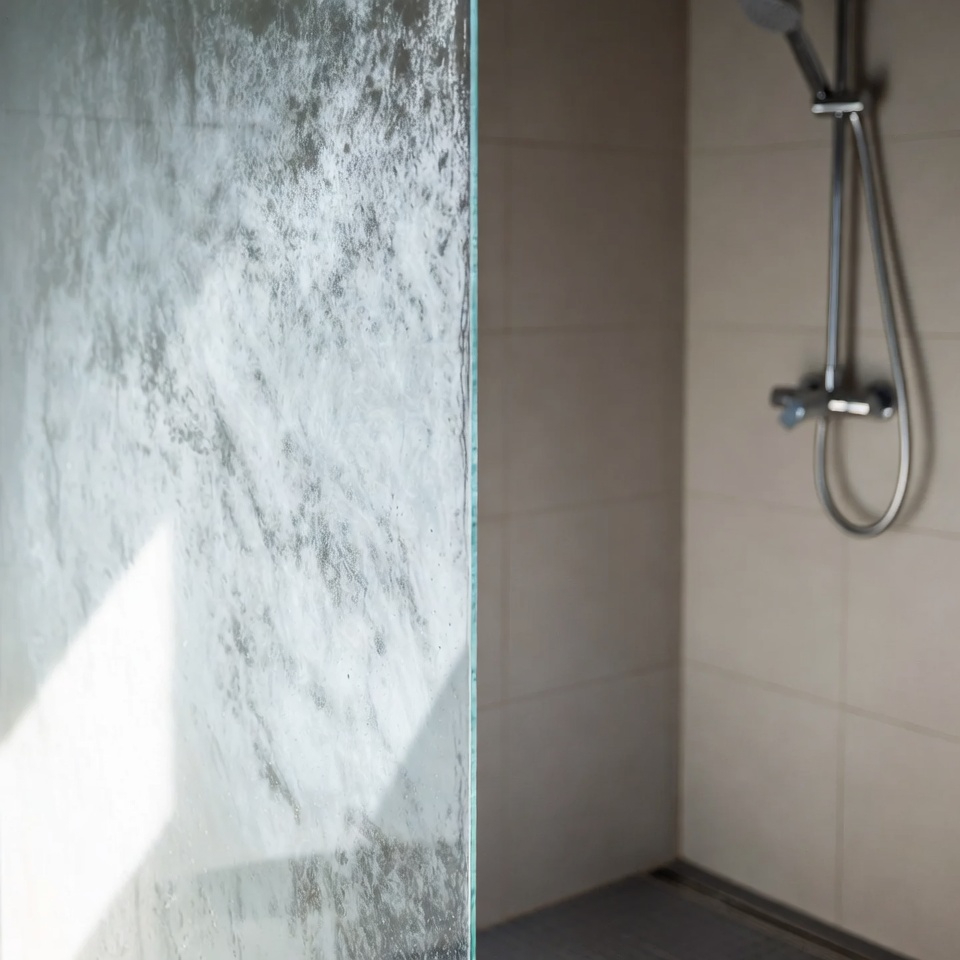 quitar cal de la mampara del baño sin rayarla